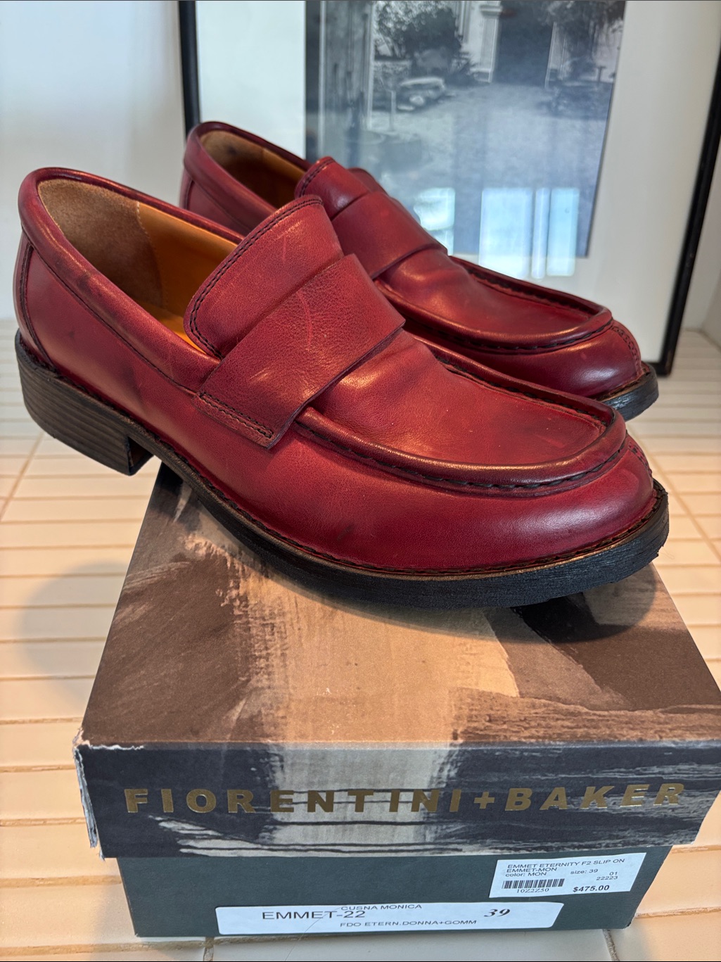Fiorentini + Baker Nib Women’s 39 Chunky Red Leather Penny Loafers